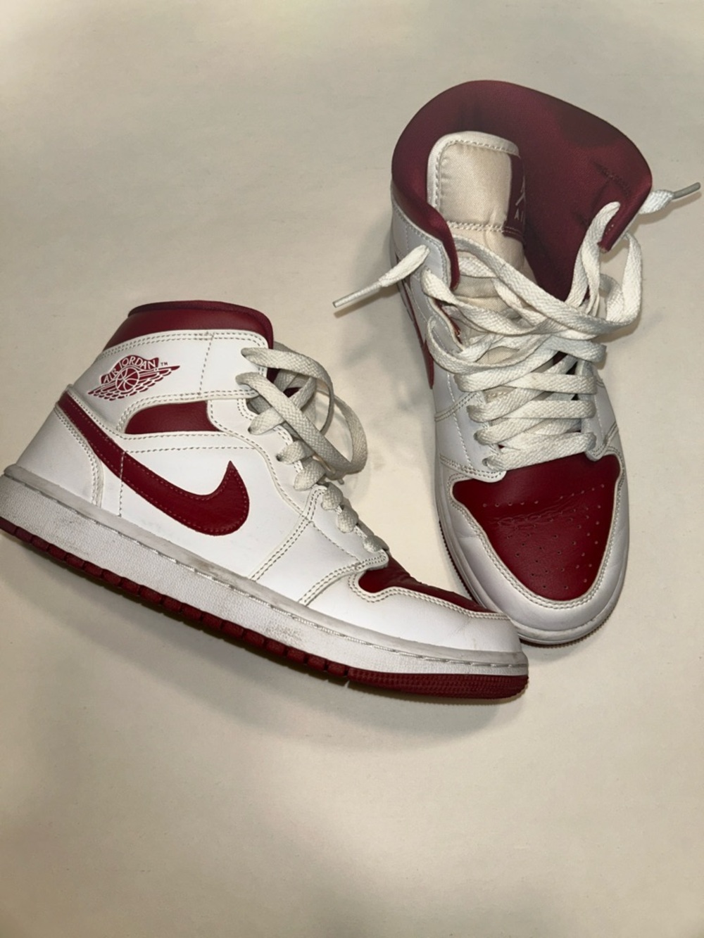 Jordan White and Red High-Top Basketball Sneakers